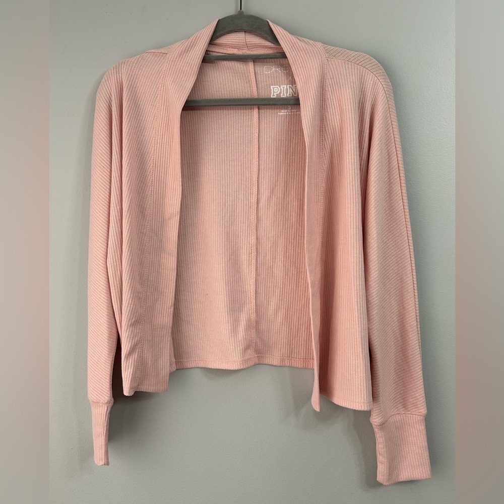 Victoria's Secret PINK Dreamr Sz Small Light Pink Ribbed Open-Front Cardigan NWT